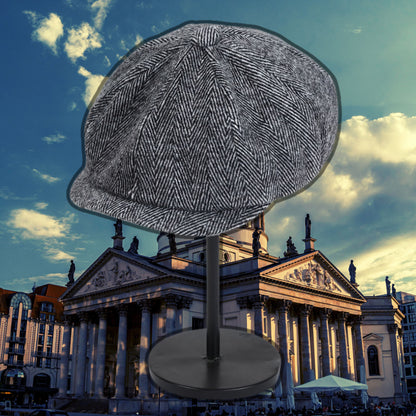 Vintage Striped Polyester Beret Hat for Men and Women, Lightweight Knitted Cap with Slight Stretch, Hand Washable, Ideal for Christmas, Halloween, Thanksgiving - Artist Painter Newsboy Cap