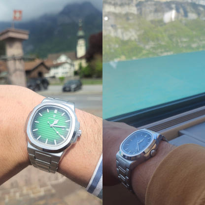 POEDAGAR 613 on wrist at a formal dinner, emphasizing conservative style and timeless craftsmanship.